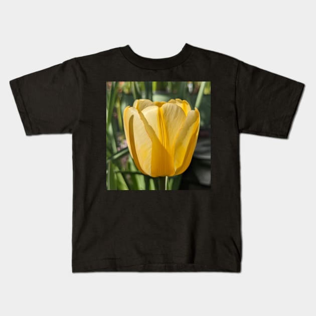 Yellow Tulip Profile 2 Kids T-Shirt by AustaArt
